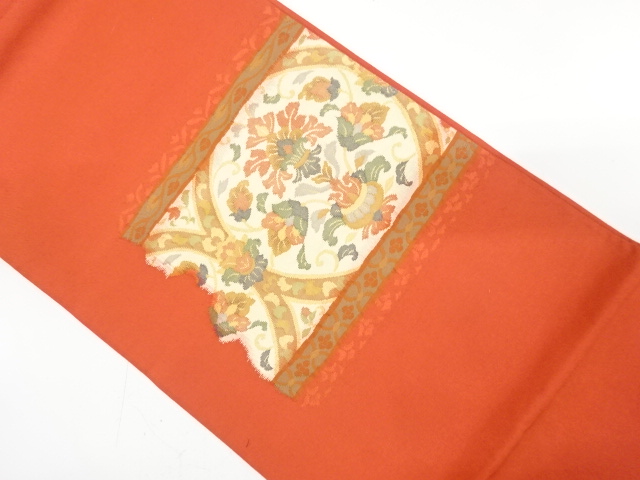 花更紗模様織り出し　袋帯